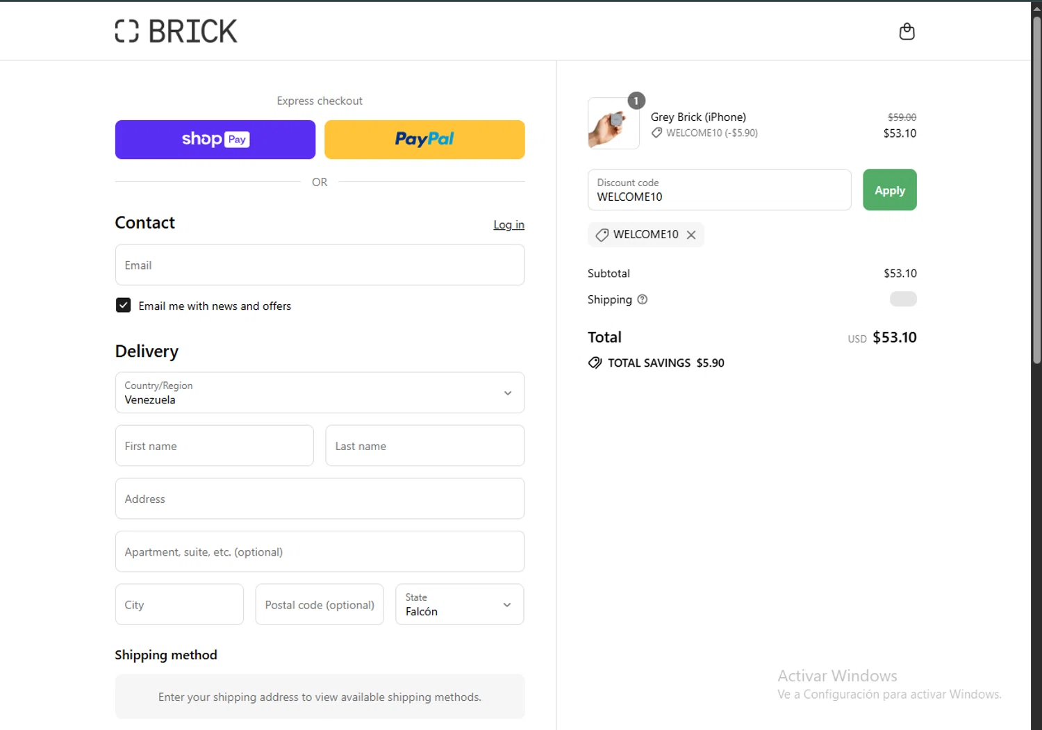 Getbrick.app promo code screenshot showing code WELCOME10 applied at Getbrick.app checkout page. Uploaded by SimplyCodes community member SwiftPhoenix267 on Aug 12, 2025