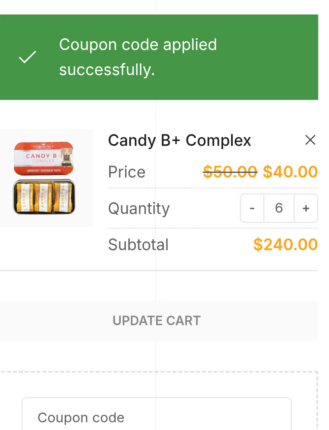 GetCandyB promo code screenshot showing code JUNE10GCB applied at GetCandyB checkout page. Uploaded by SimplyCodes community member chepipro on Jun 3, 2026