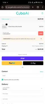 CUBOHARVEY coupon verification screenshot