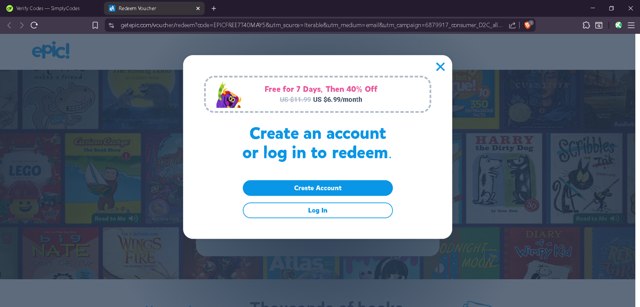 Get Epic checkout page showing Get Epic promo code box | Screenshot taken by SimplyCodes community member on Aug 30, 2025