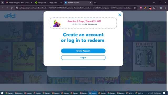 Get Epic checkout page showing Get Epic promo code box | Screenshot taken by SimplyCodes community member on Jun 5, 2025