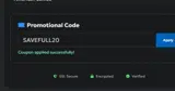 SAVEFULL20 coupon verification screenshot