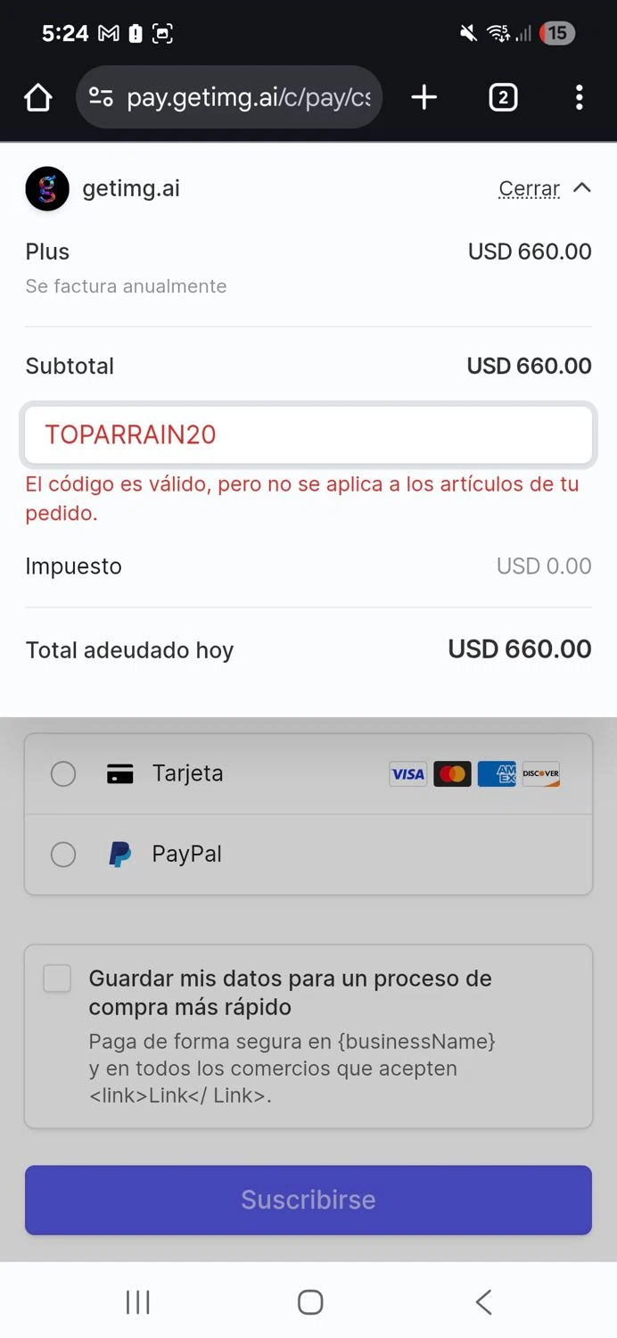 getimg.ai checkout page showing getimg.ai promo code box | Screenshot taken by SimplyCodes community member on Sep 9, 2025