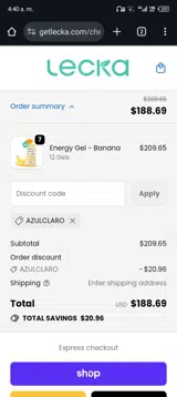 AZULCLARO coupon verification screenshot