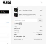MARO coupon verification screenshot