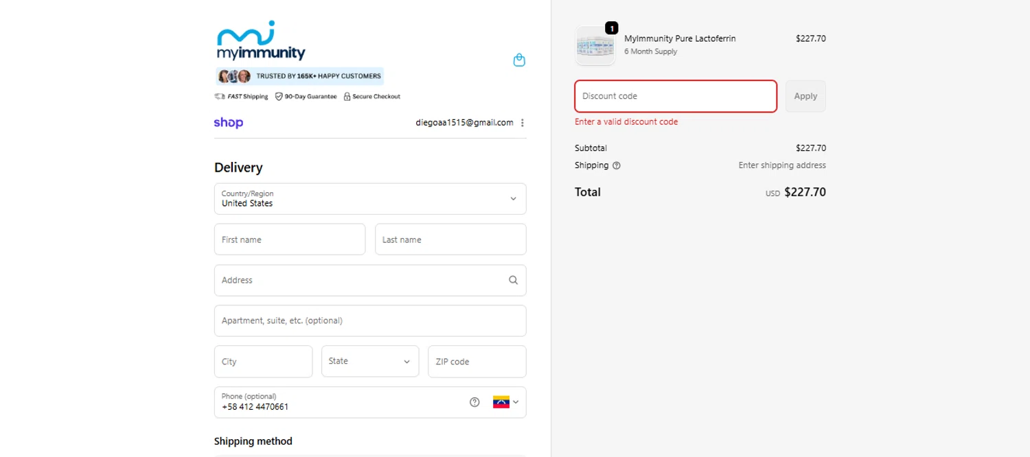 MyImmunity Balance promo code screenshot showing code WHW5XFKG applied at MyImmunity Balance checkout page. Uploaded by SimplyCodes community member SaleHawk6251 on Dec 21, 2025