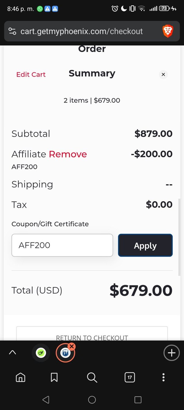 The Phoenix checkout page showing The Phoenix promo code box | Screenshot taken by SimplyCodes community member on Aug 30, 2025