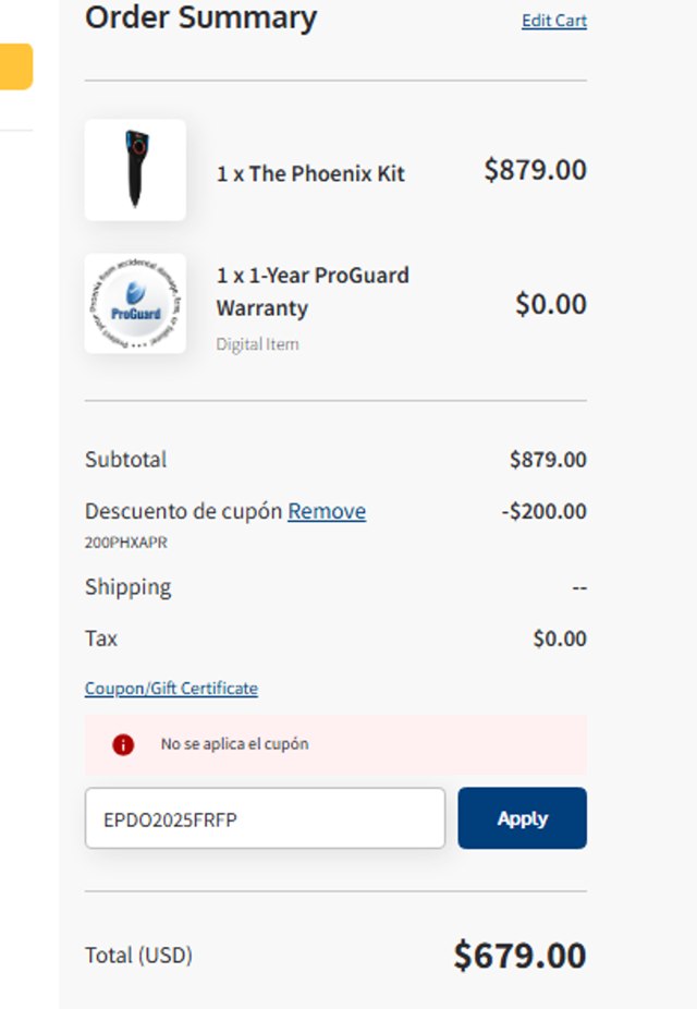 The Phoenix checkout page showing The Phoenix promo code box | Screenshot taken by SimplyCodes community member on Aug 11, 2025