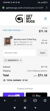 Jennifer10 coupon verification screenshot