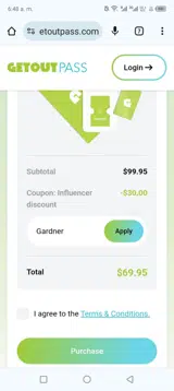 Gardner coupon verification screenshot