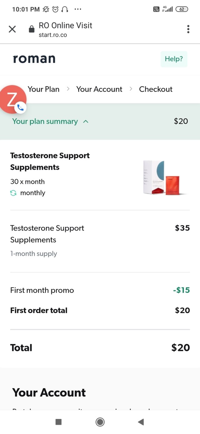 Roman checkout page showing Roman promo code box | Screenshot taken by SimplyCodes community member on Oct 26, 2020