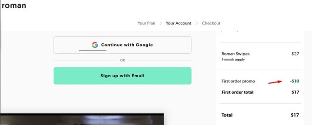 Roman checkout page showing Roman promo code box | Screenshot taken by SimplyCodes community member on Apr 15, 2022