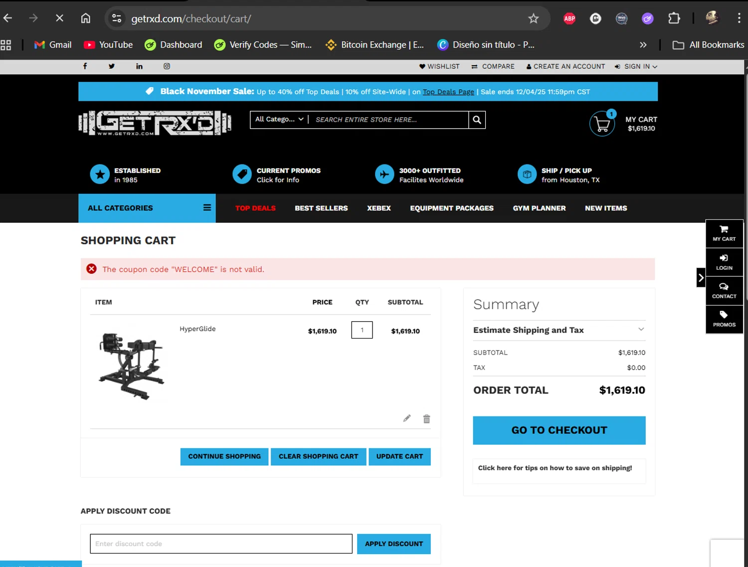 Get Rxd discount code screenshot showing code WELCOME applied at Get Rxd checkout page. Uploaded by SimplyCodes community member LiShang on Nov 24, 2025