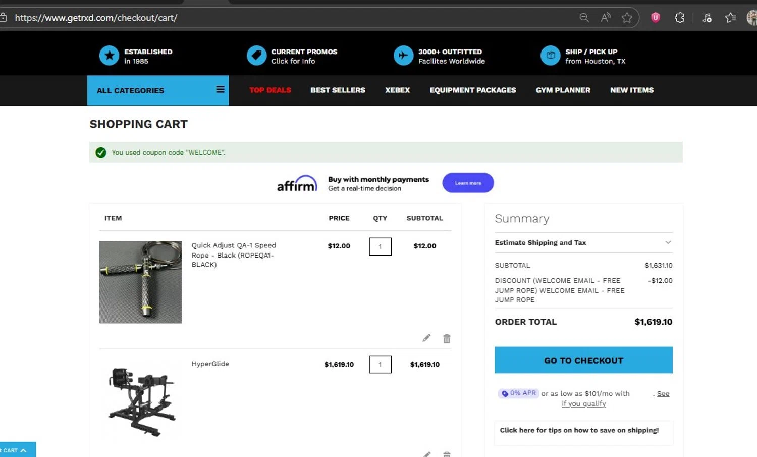 Get Rxd discount code screenshot showing code WELCOME applied at Get Rxd checkout page. Uploaded by SimplyCodes community member HonestVzla on Nov 23, 2025