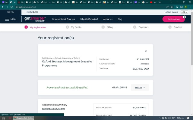 GetSmarter checkout page showing GetSmarter promo code box | Screenshot taken by SimplyCodes community member on Jun 1, 2023
