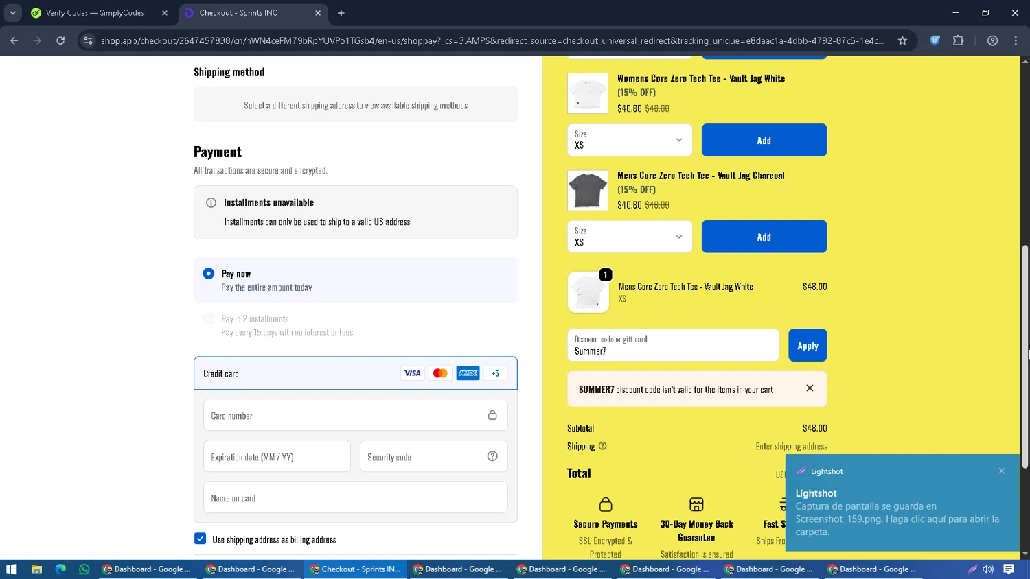 GetSprints discount code screenshot showing code Summer7 applied at GetSprints checkout page. Uploaded by SimplyCodes community member CouponGuardian8137 on Oct 28, 2025
