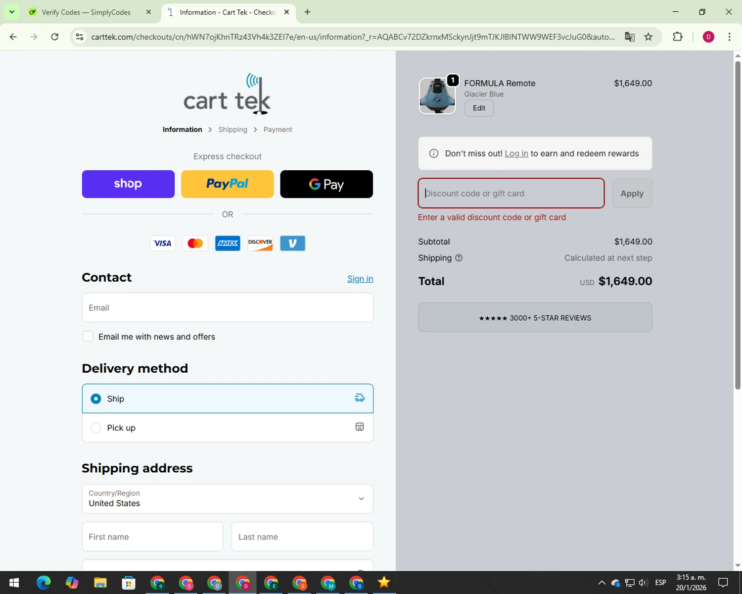 GetTransfer.com promo code screenshot showing code FR8KYDR applied at GetTransfer.com checkout page. Uploaded by SimplyCodes community member 00000056 on Jan 20, 2026