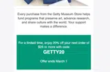 GETTY20 coupon verification screenshot