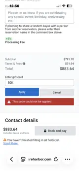 Get Up and Go Kayaking coupon verification screenshot