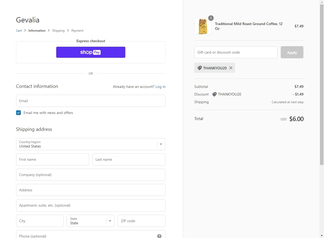 Gevalia checkout page showing Gevalia promo code box | Screenshot taken by SimplyCodes community member on Aug 19, 2022