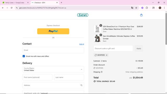 Gevi checkout page showing Gevi discount code box | Screenshot taken by SimplyCodes community member on Sep 6, 2025