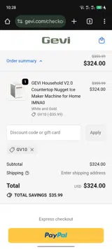 GV10 coupon verification screenshot