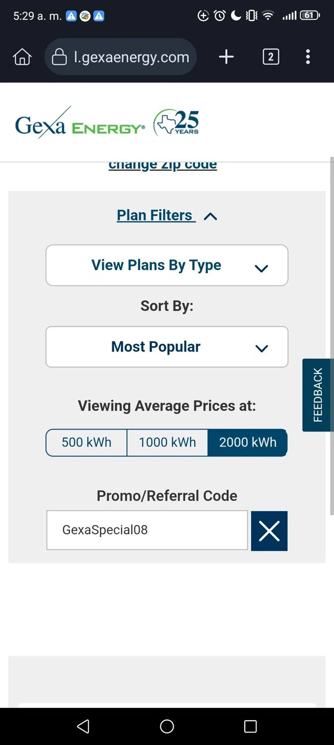 Gexa Energy promo code screenshot showing code GexaSpecial08 applied at Gexa Energy checkout page. Uploaded by SimplyCodes community member Narutooooo on Apr 12, 2026