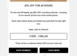 CHILL25 coupon verification screenshot