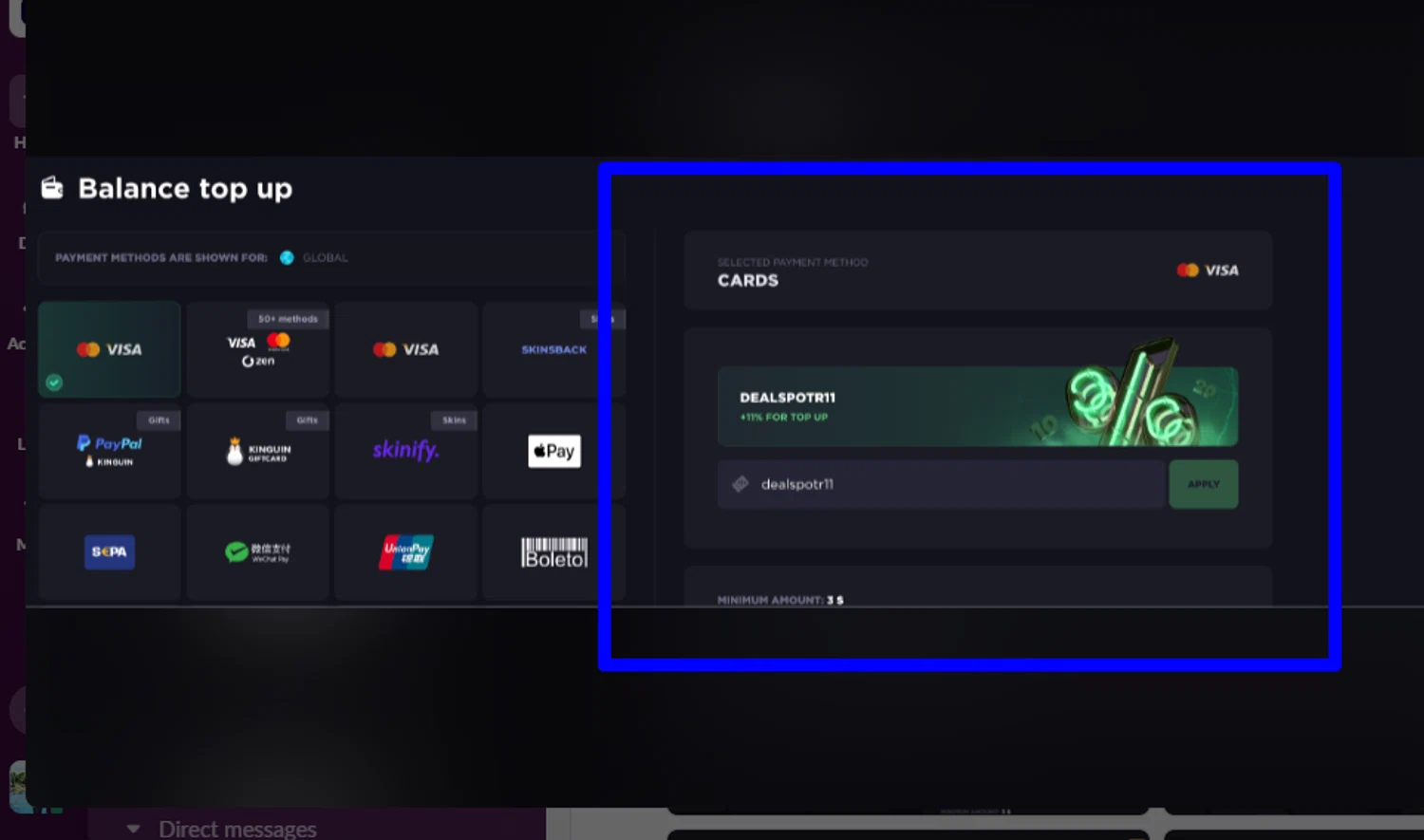 GGDROP promo code screenshot showing code dealspotr11 applied at GGDROP checkout page. Uploaded by SimplyCodes community member Swiftdealz on May 20, 2025