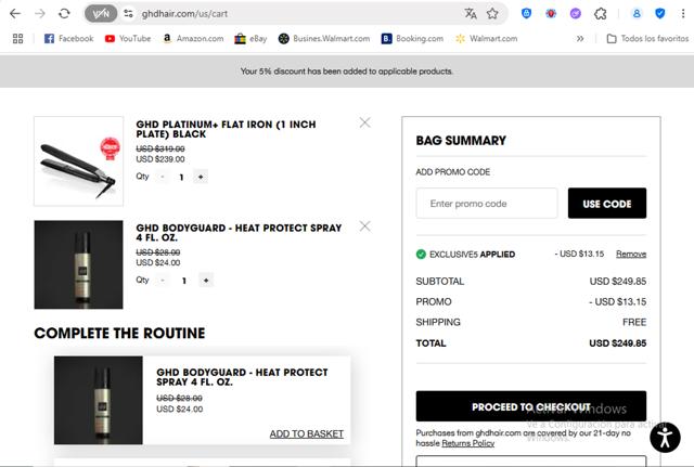 ghd checkout page showing ghd promo code box | Screenshot taken by SimplyCodes community member on Jul 25, 2025