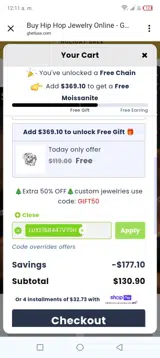 LUXE15B447V75H coupon verification screenshot