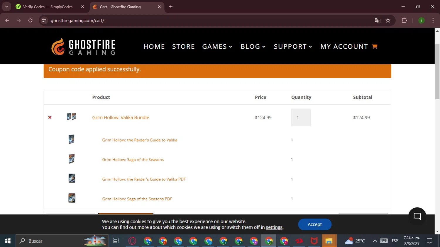 Ghostfire Gaming checkout page showing Ghostfire Gaming discount code box | Screenshot taken by SimplyCodes community member on Mar 8, 2025