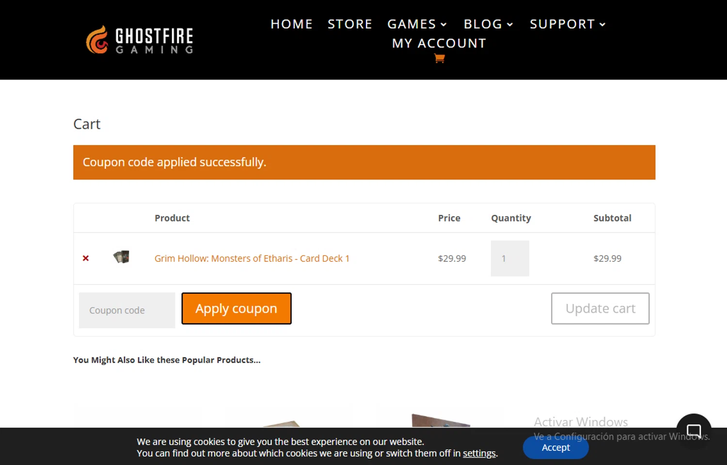 Ghostfire Gaming checkout page showing Ghostfire Gaming discount code box | Screenshot taken by SimplyCodes community member on Apr 6, 2025