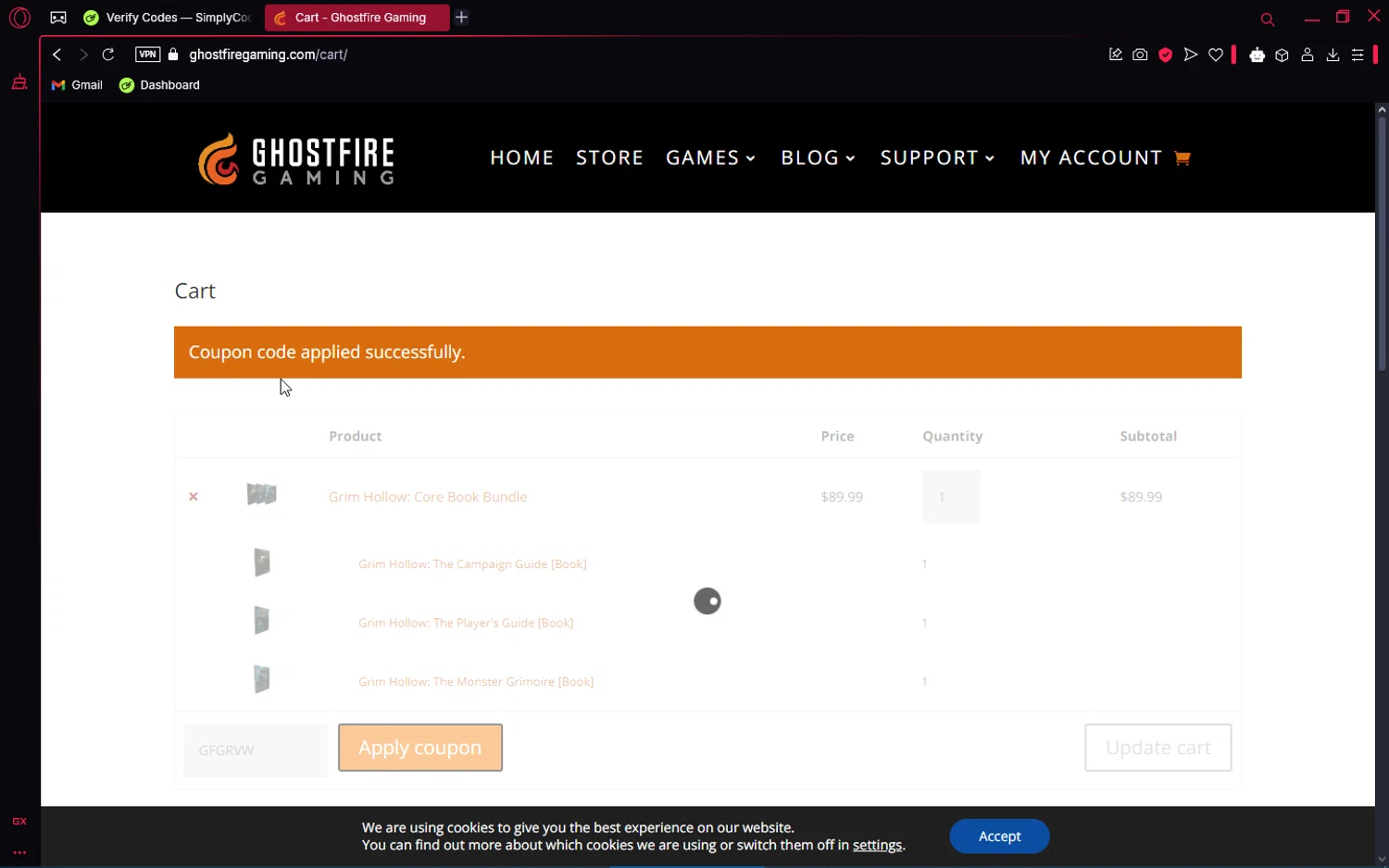 Ghostfire Gaming checkout page showing Ghostfire Gaming discount code box | Screenshot taken by SimplyCodes community member on Feb 7, 2025