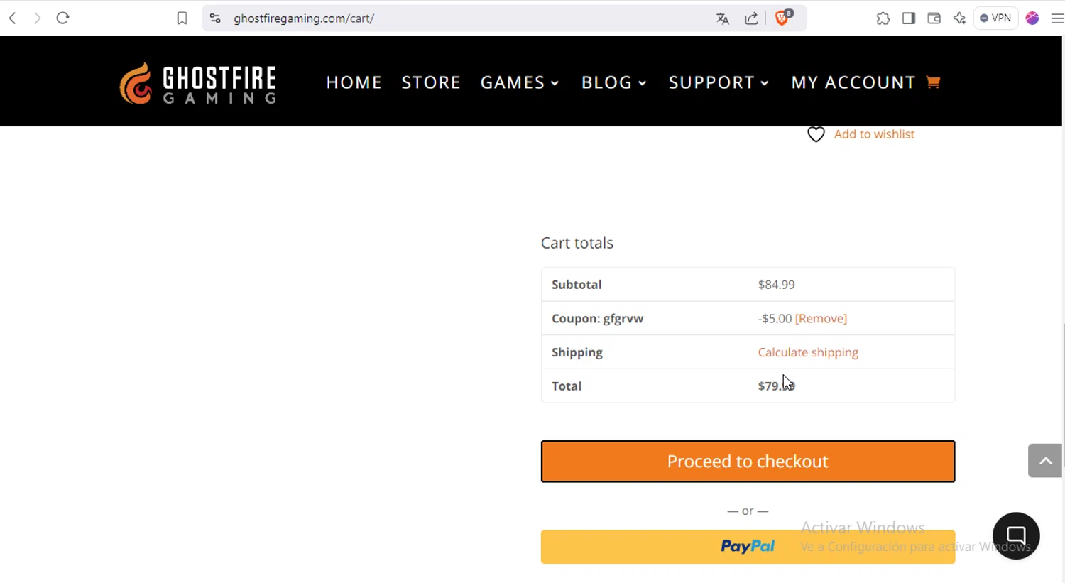Ghostfire Gaming checkout page showing Ghostfire Gaming discount code box | Screenshot taken by SimplyCodes community member on Jan 9, 2025