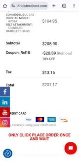 RCL10 coupon verification screenshot