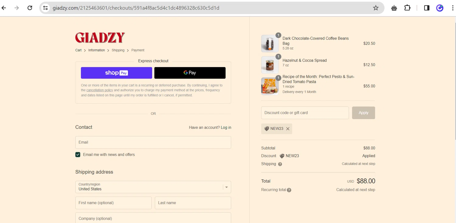 how to use Giadzy coupons