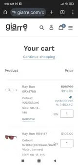 OCTOBER20 coupon verification screenshot