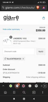 BLACKFRIDAY30 coupon verification screenshot