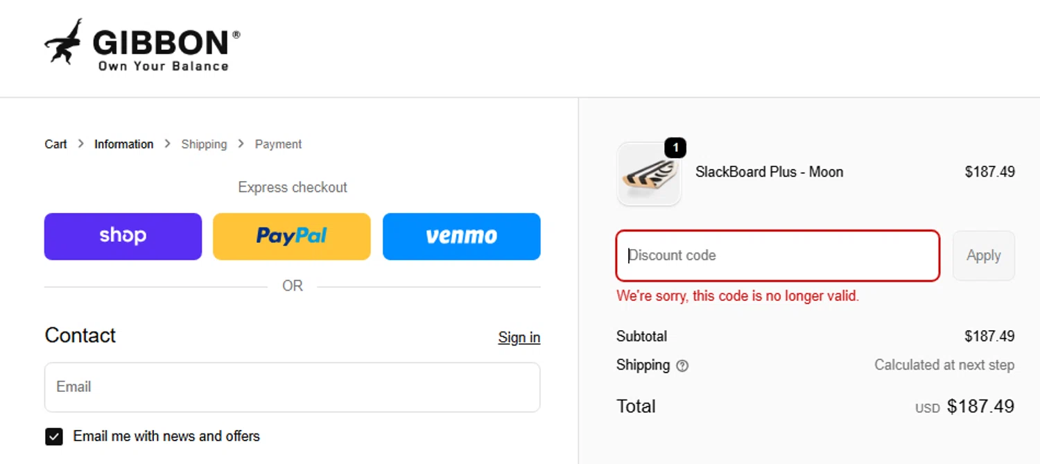 Gibbon Slacklines promo code screenshot showing code 15SEWI applied at Gibbon Slacklines checkout page. Uploaded by SimplyCodes community member Toundji on Nov 10, 2025