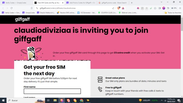 Giffgaff checkout page showing Giffgaff promo code box | Screenshot taken by SimplyCodes community member on Feb 8, 2024