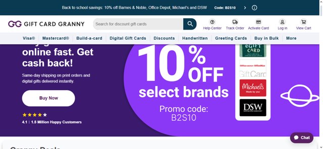 Gift Card Granny checkout page showing Gift Card Granny promo code box | Screenshot taken by SimplyCodes community member on Aug 13, 2025
