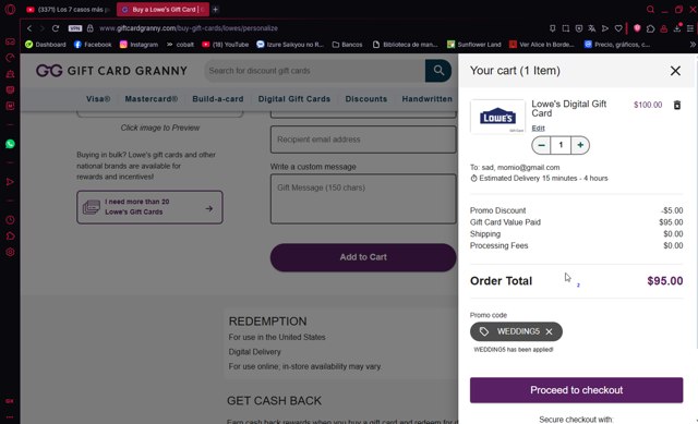 Gift Card Granny checkout page showing Gift Card Granny promo code box | Screenshot taken by SimplyCodes community member on Aug 17, 2025