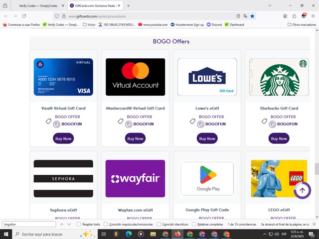 GiftCards.com checkout page showing GiftCards.com promo code box | Screenshot taken by SimplyCodes community member on Aug 22, 2025