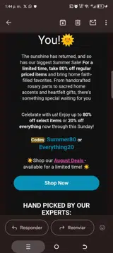 Summer80 coupon verification screenshot