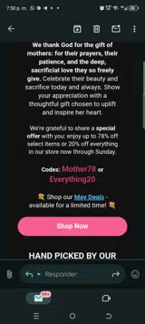 Mother78 coupon verification screenshot