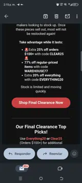CLEAR25 coupon verification screenshot