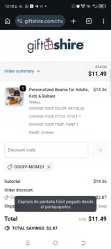 GSOFF-MOM20 coupon verification screenshot