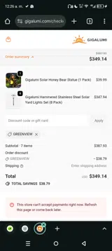 GREENVIEW coupon verification screenshot