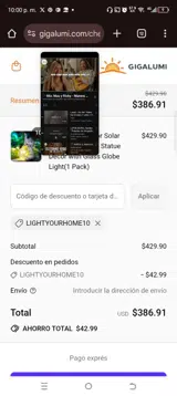 lightyourhome10 coupon verification screenshot